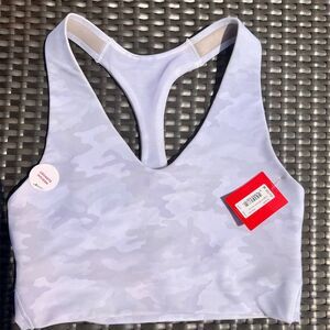 Spanx Women's XS White Camo Print Medium Impact Sports Bra Racerback